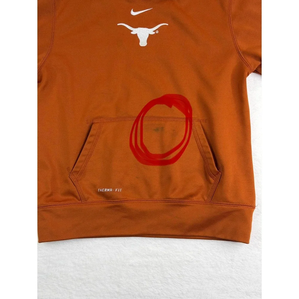 Nike Kids Texas Longhorns Therma-FIT Pullover Hoodie Burnt Orange Medium